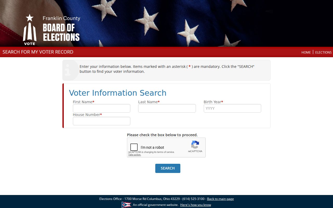 Truro Township neighbors Franklin County voter lookup screen